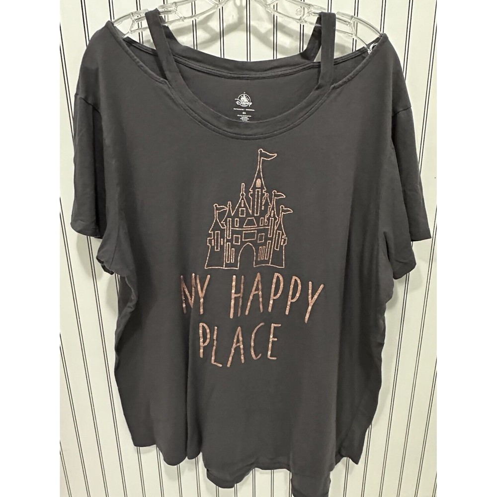 Disney Authentic Original "My Happy Place" Glitter Graphic Tee Ladies 2XL